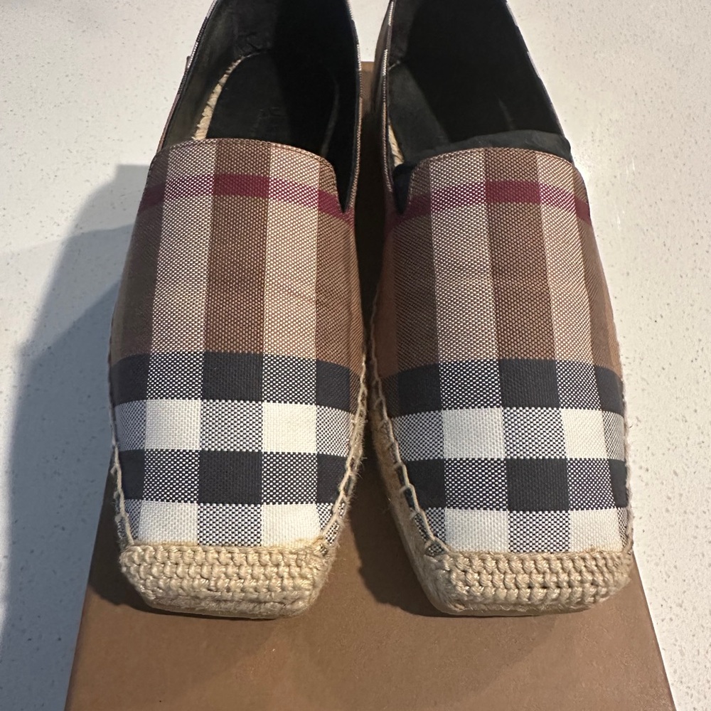 Burberry Black and Brown Check Espadrilles
